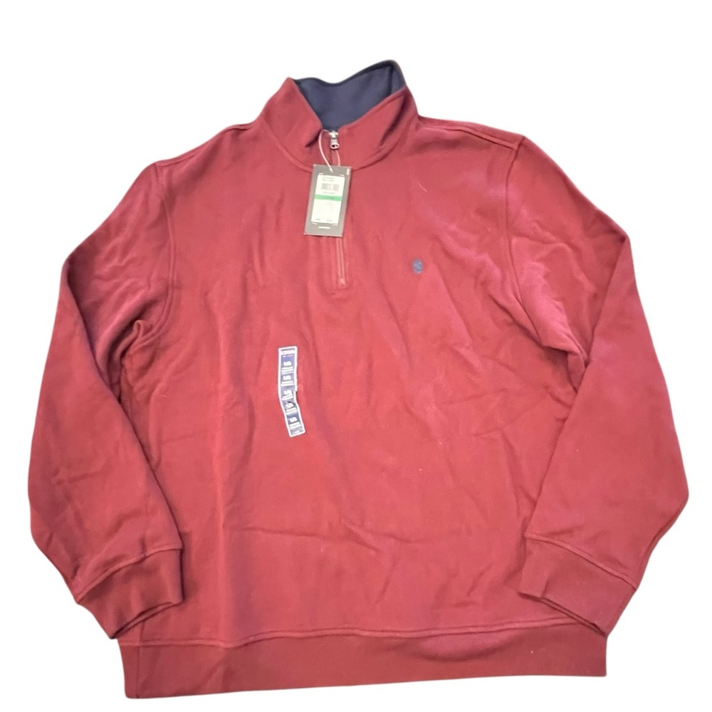 IZOD Sweatshirt Men's Long Sleeve High Neck Quarter Zip Pullover Dark Red Large